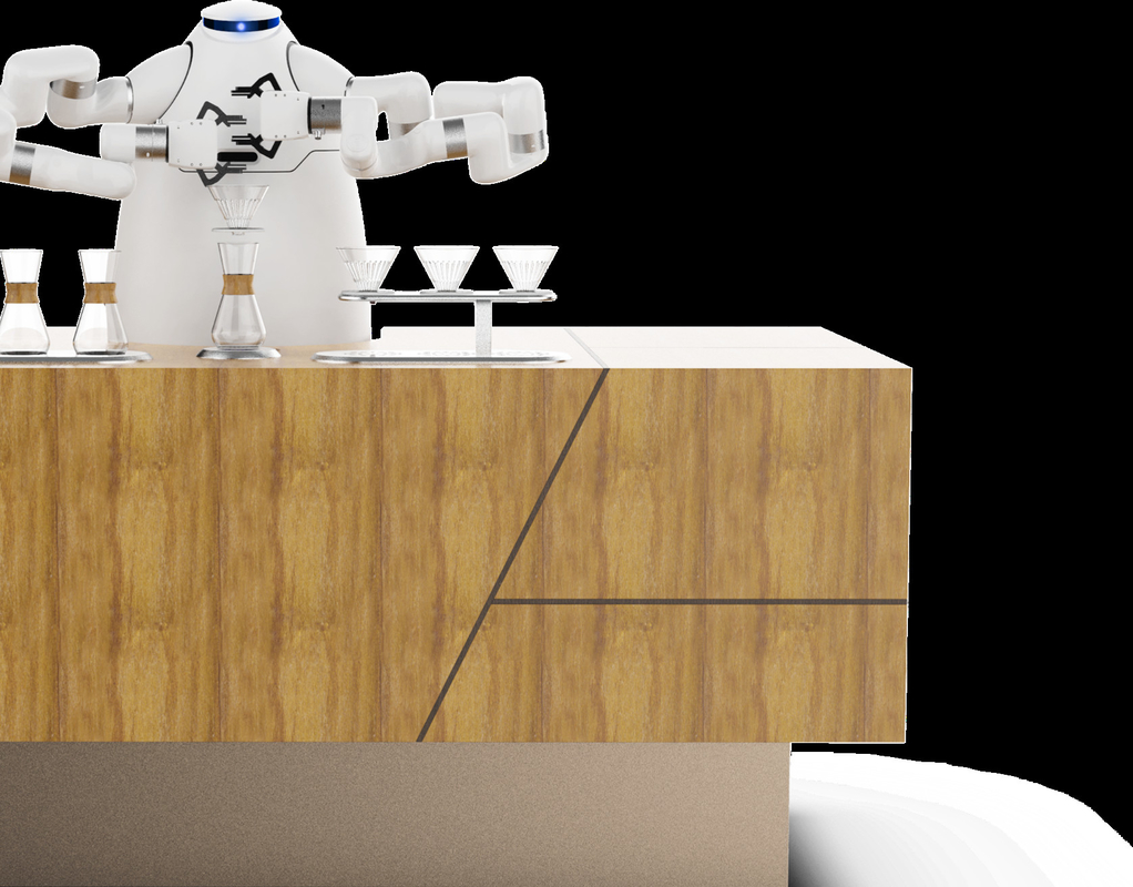 O fabricante RJ45 HDMI da máquina do café do braço do robô conecta o robô Artisanal do Latte do café em Olympics de inverno