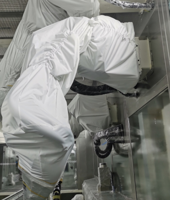 Roupa da proteção da tampa do robô de ABB à prova de fogo na oficina da pintura da fábrica de automóvel